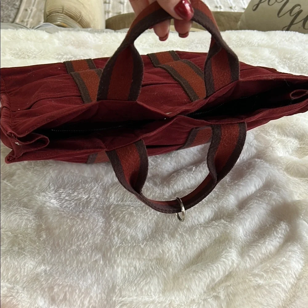 Hermès Red Canvas Bag with Striped Detail